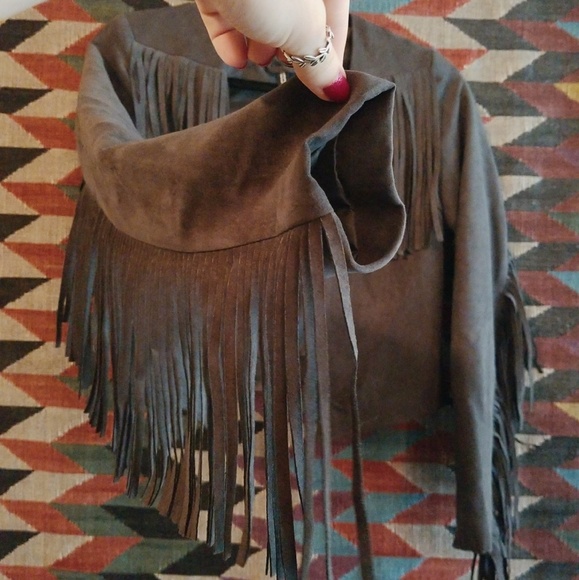 H&M Gray Suede Fringe Jacket - NWOT - Picture 1 of 4